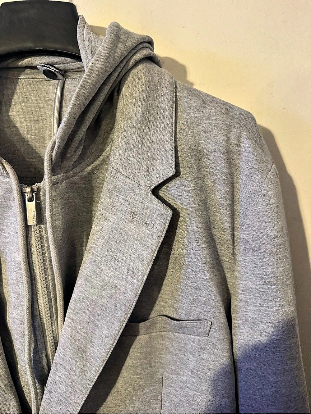 Calvin Klein Q1 Cross Merch Gray Hooded Blazer Jacket Size Large NWT